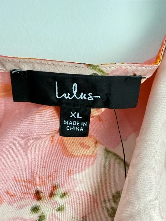 NWT Lulus Remarkable Entrance Pink Floral Print Satin Midi Dress Size XL - Picture 9 of 9